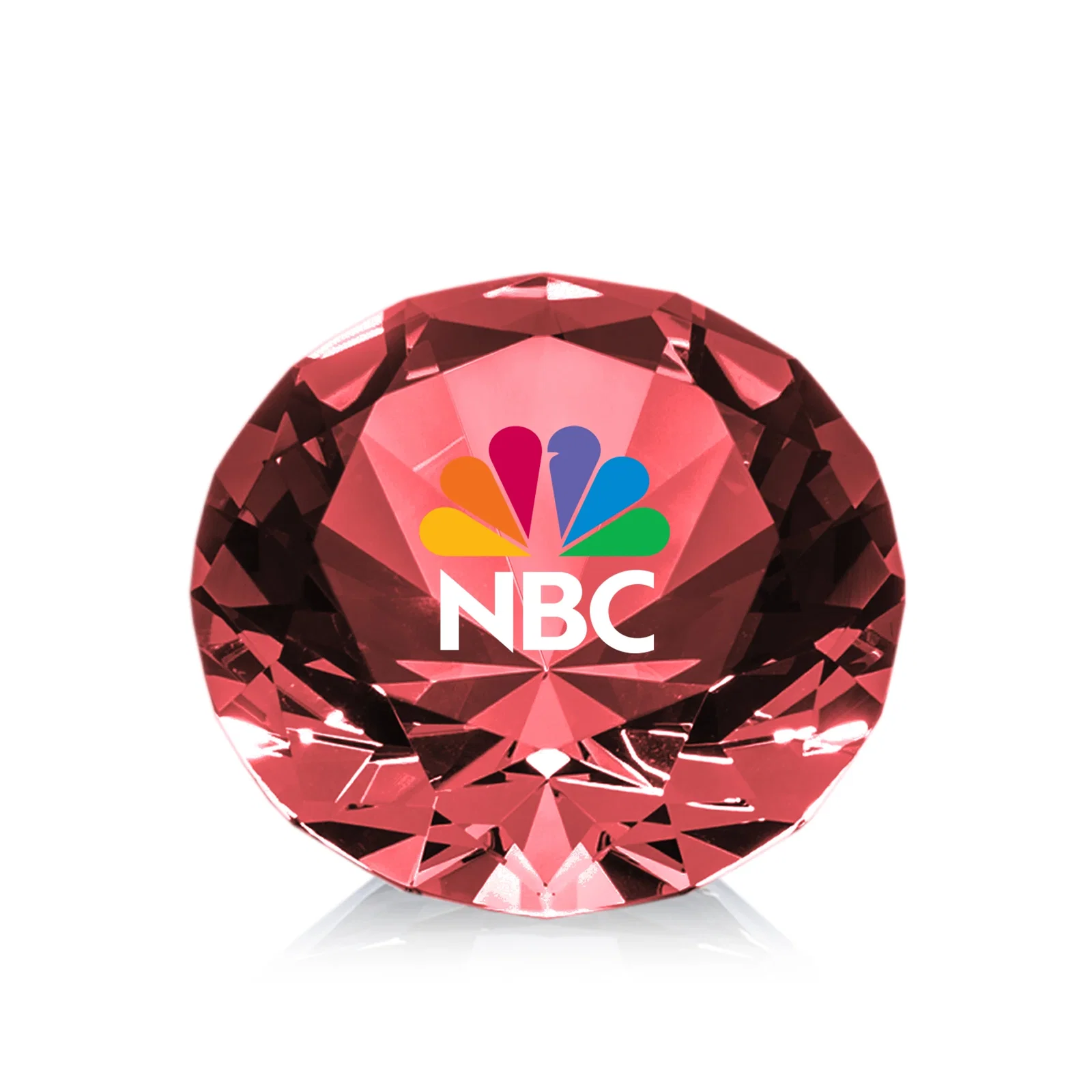 Custom printed Brilliant-Cut Diamond Crystal Paperweight, 2"-4" in 5 Sizes, gemstone award for service anniversary gifts