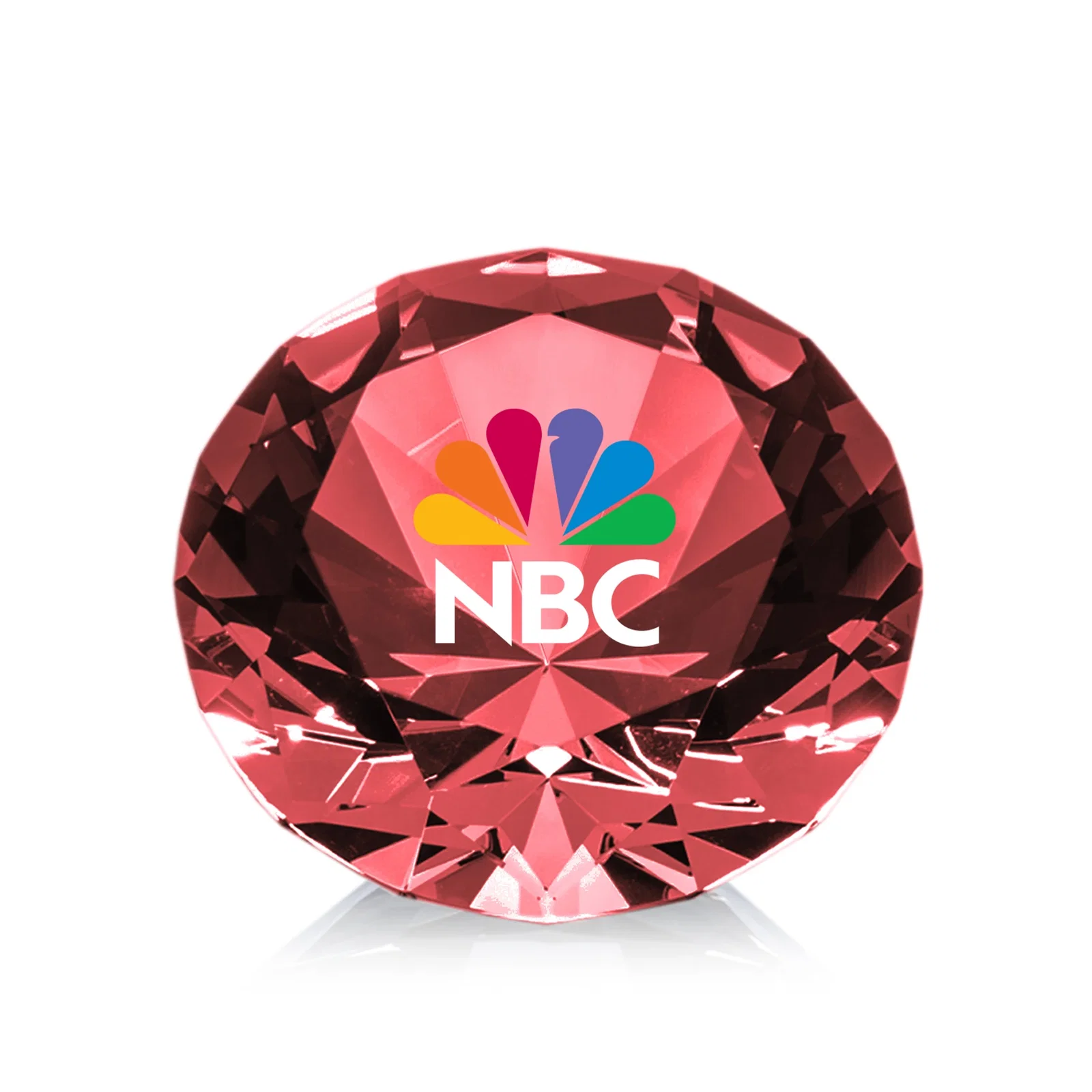 Custom printed Brilliant-Cut Diamond Crystal Paperweight, 2"-4" in 5 Sizes, gemstone award for sales achievement awards
