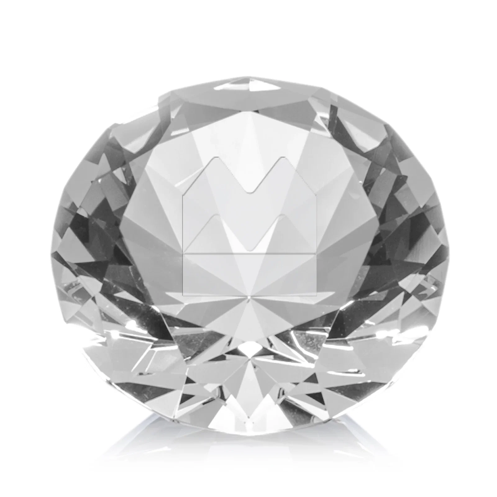 Custom Brilliant-Cut Diamond Crystal Paperweight, 2"-4" in 5 Sizes, gemstone award for team milestone celebrations