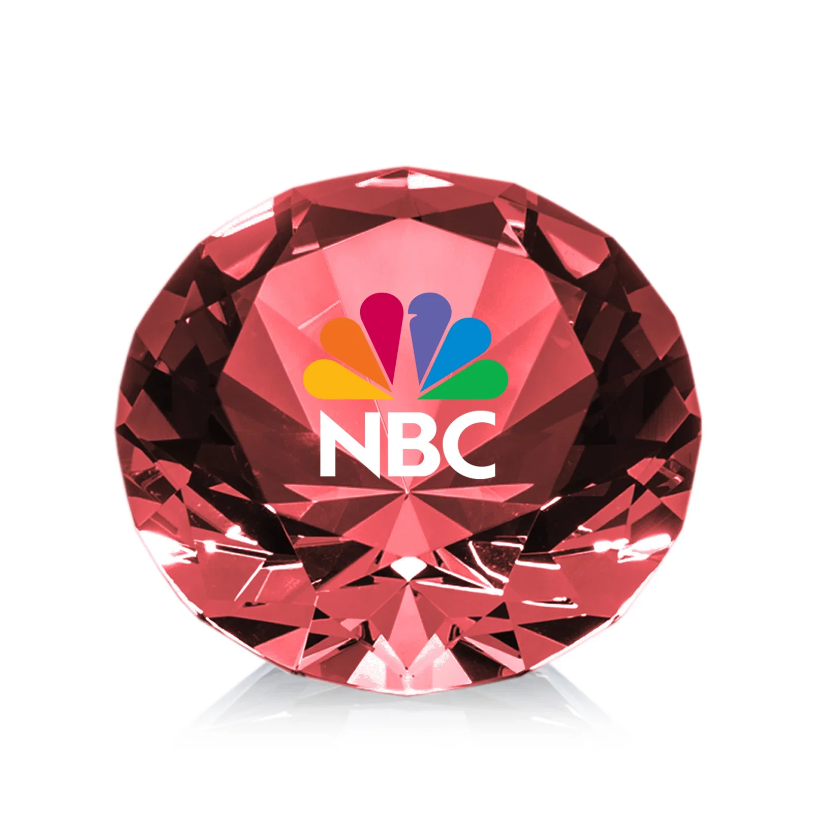 Custom printed Brilliant-Cut Diamond Crystal Paperweight, 2"-4" in 5 Sizes, gemstone award for retirement presentations