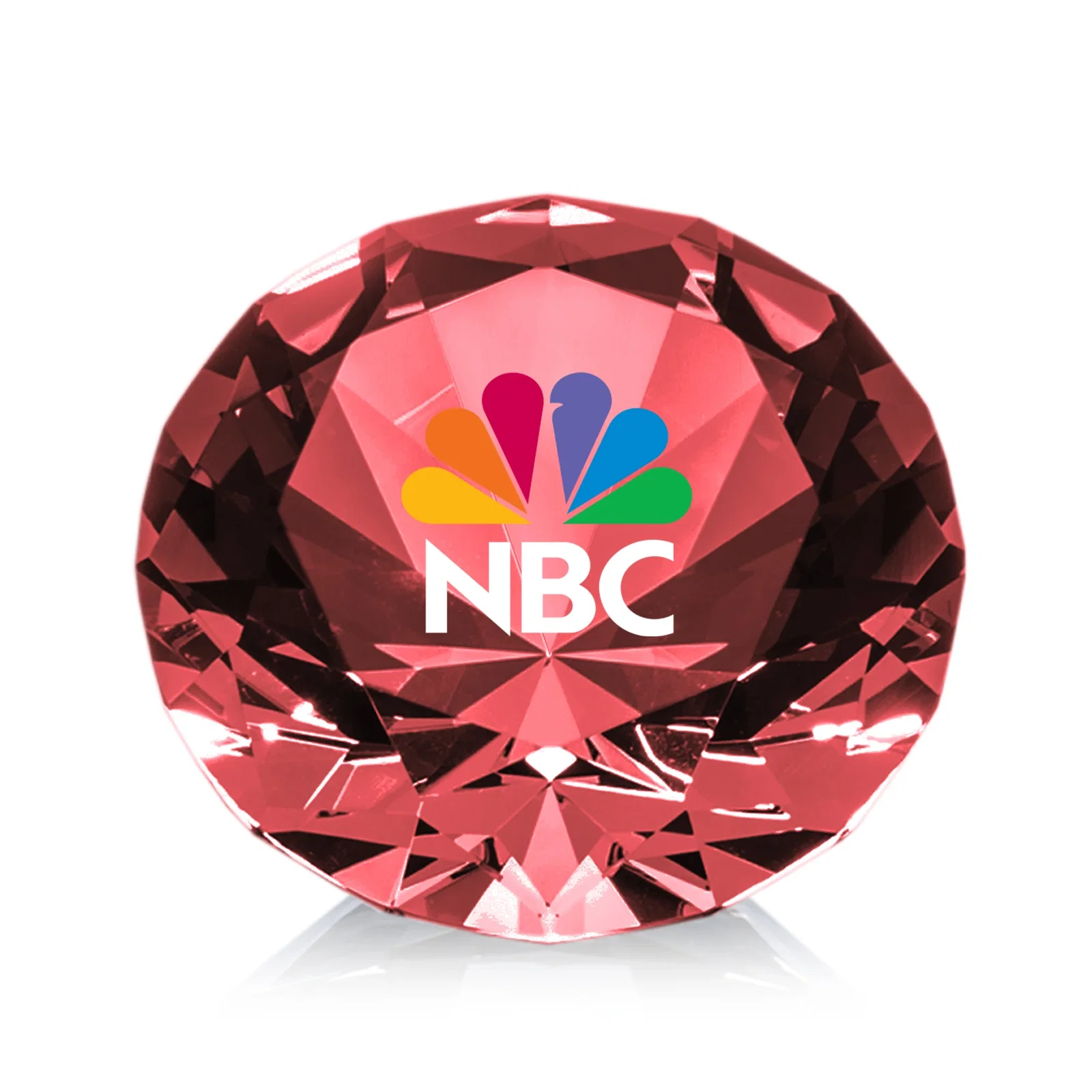 Custom printed Brilliant-Cut Diamond Crystal Paperweight, 2"-4" in 5 Sizes, gemstone award for team milestone celebrations