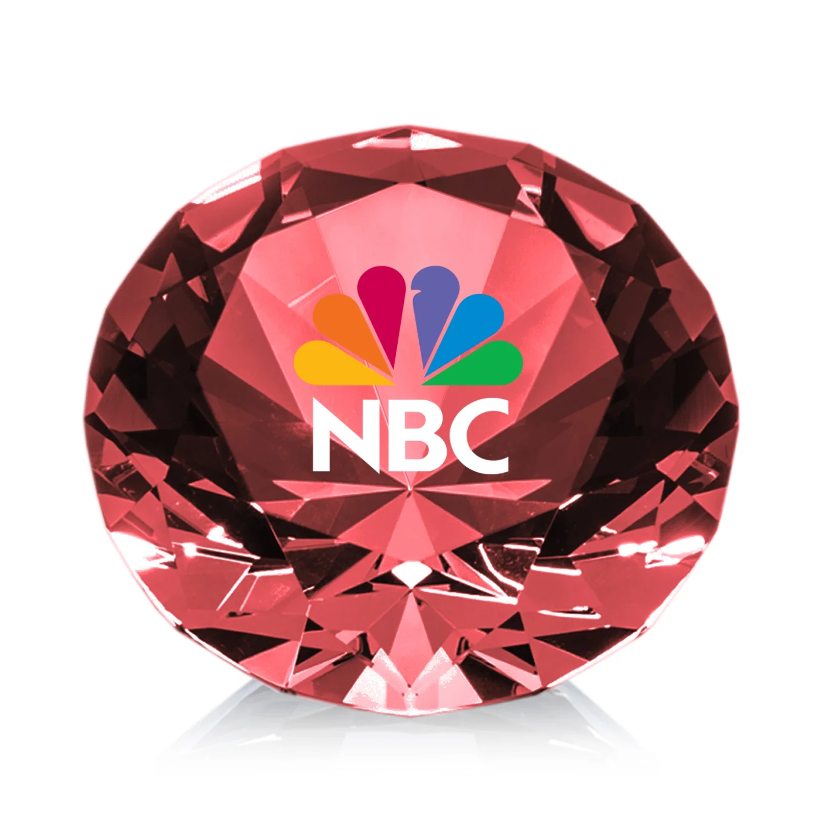 Custom printed Brilliant-Cut Diamond Crystal Paperweight, 2"-4" in 5 Sizes, gemstone award for donor appreciation