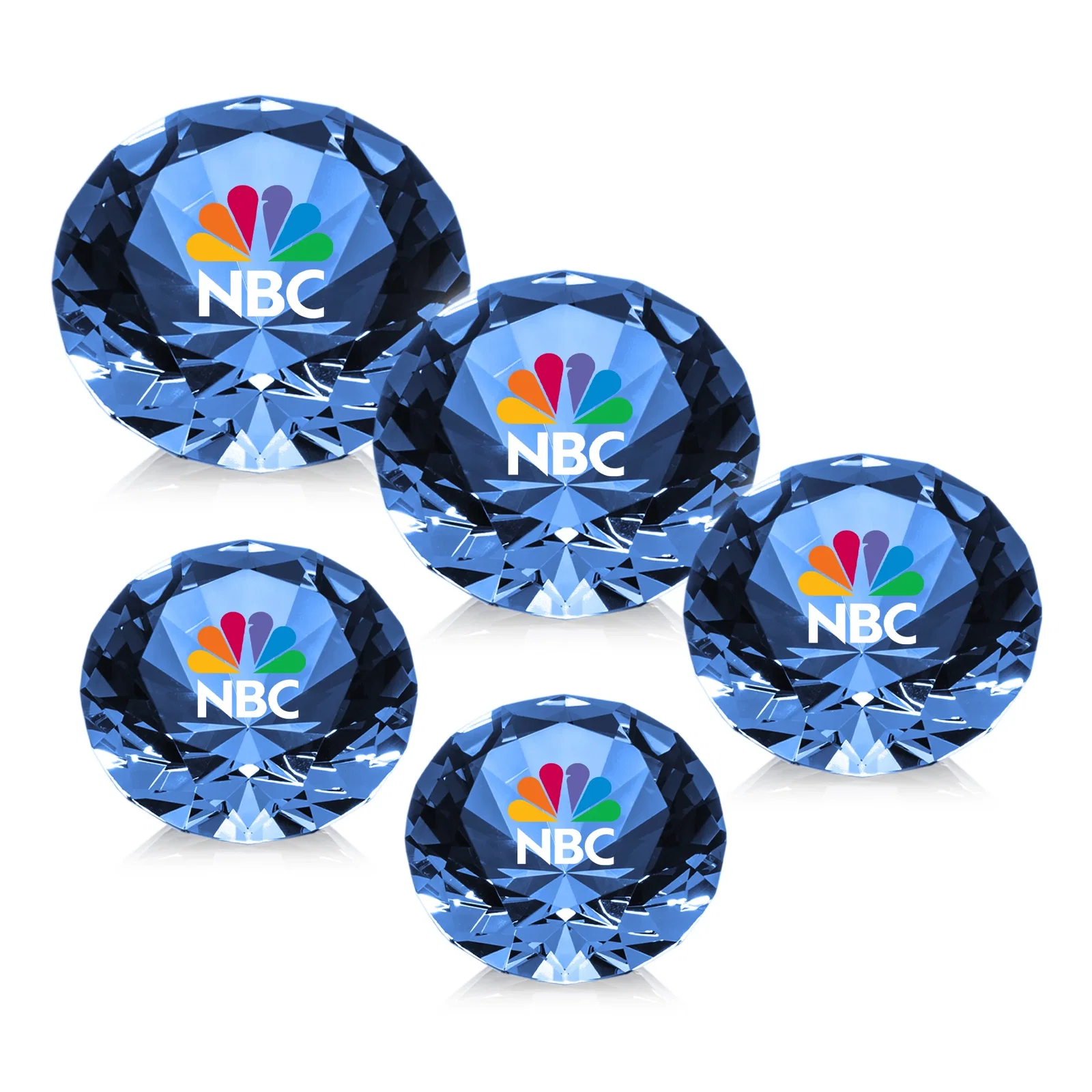 Custom printed Brilliant-Cut Diamond Crystal Paperweight, 2"-4" in 5 Sizes, gemstone award for graduation ceremonies