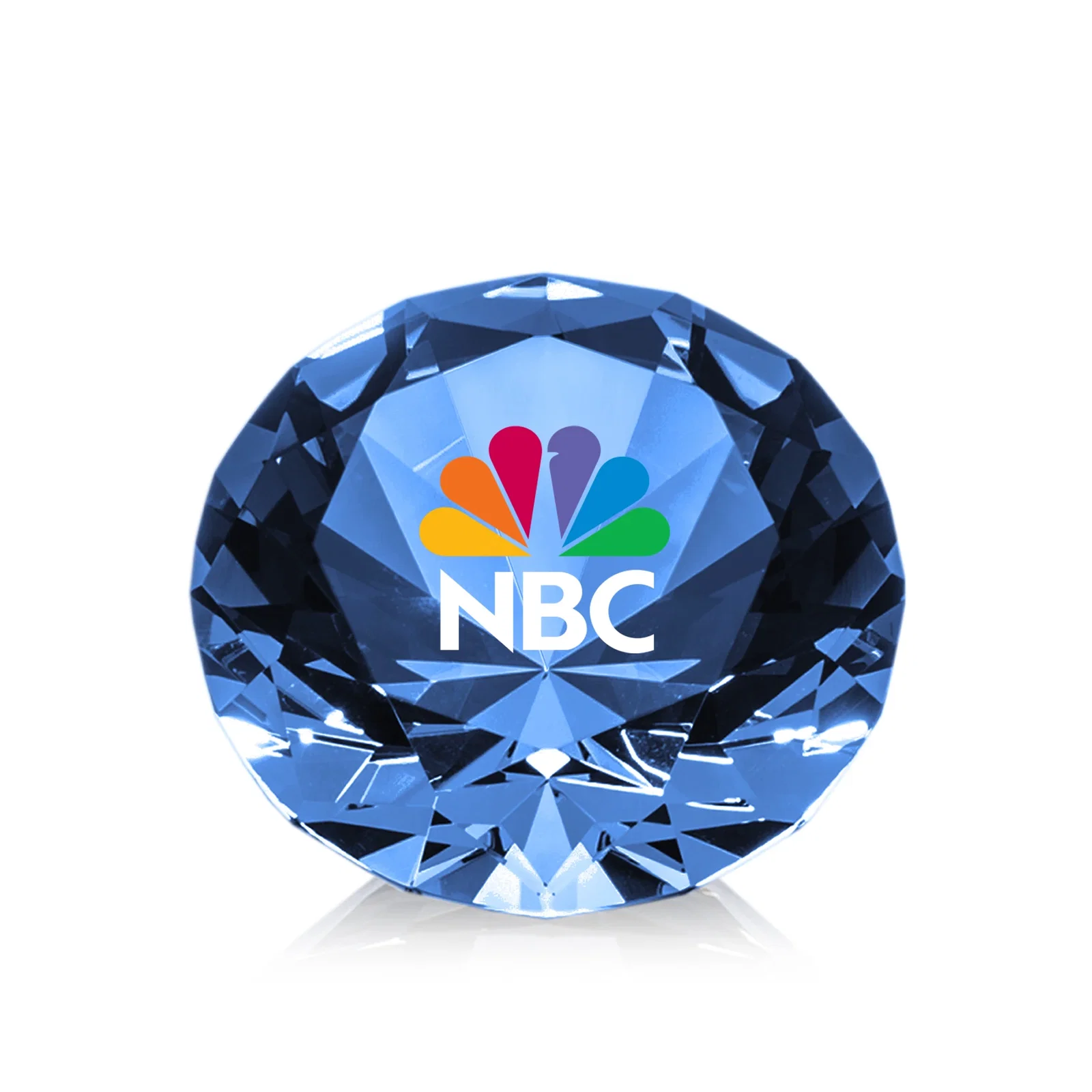 Custom printed Brilliant-Cut Diamond Crystal Paperweight, 2"-4" in 5 Sizes, gemstone award for safety achievement programs