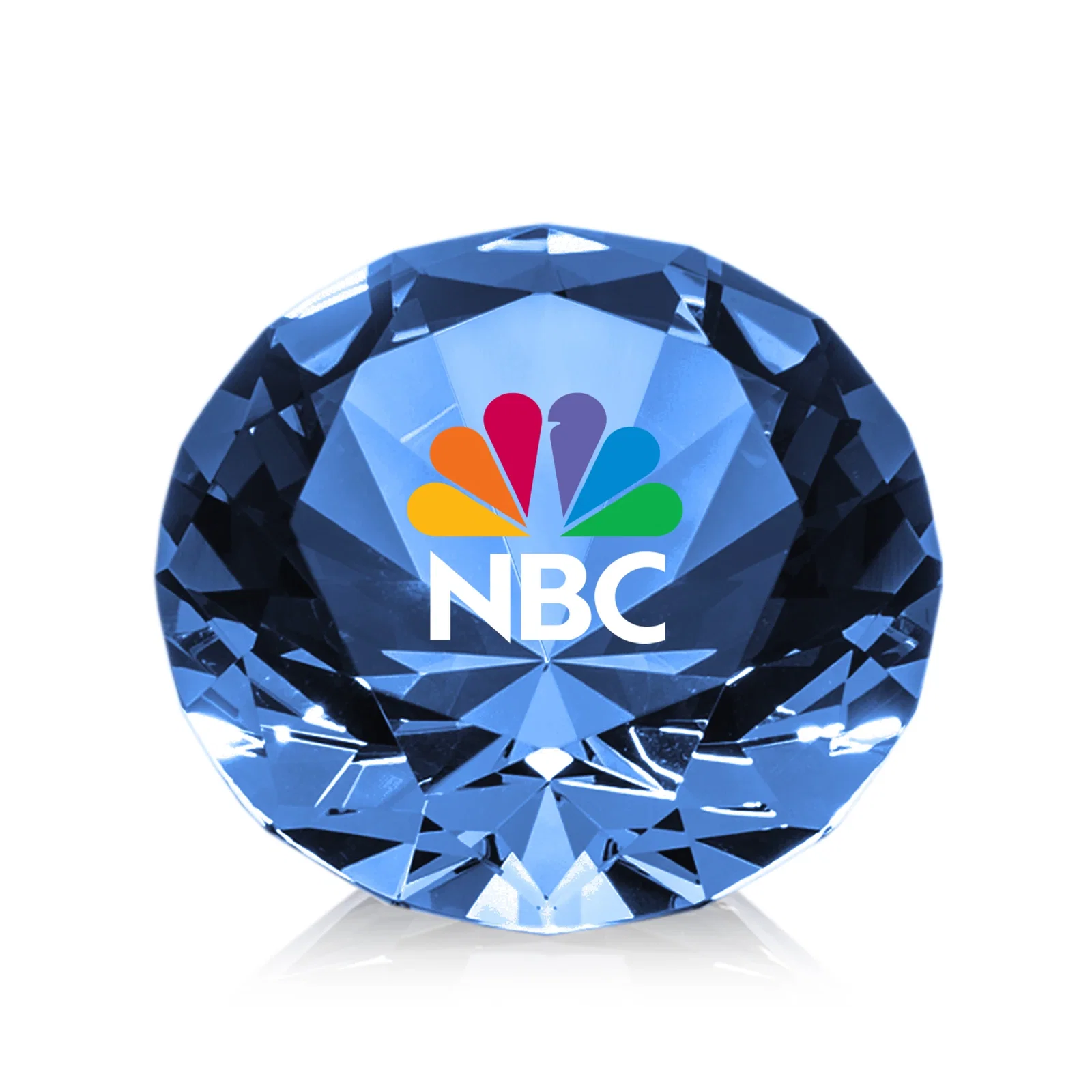 Custom printed Brilliant-Cut Diamond Crystal Paperweight, 2"-4" in 5 Sizes, gemstone award for dealer and partner awards