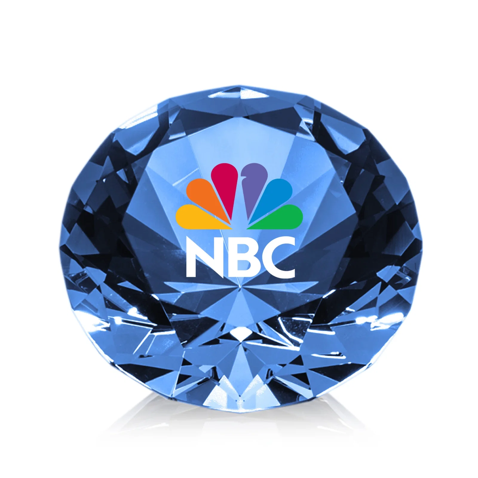Custom printed Brilliant-Cut Diamond Crystal Paperweight, 2"-4" in 5 Sizes, gemstone award for company anniversary events