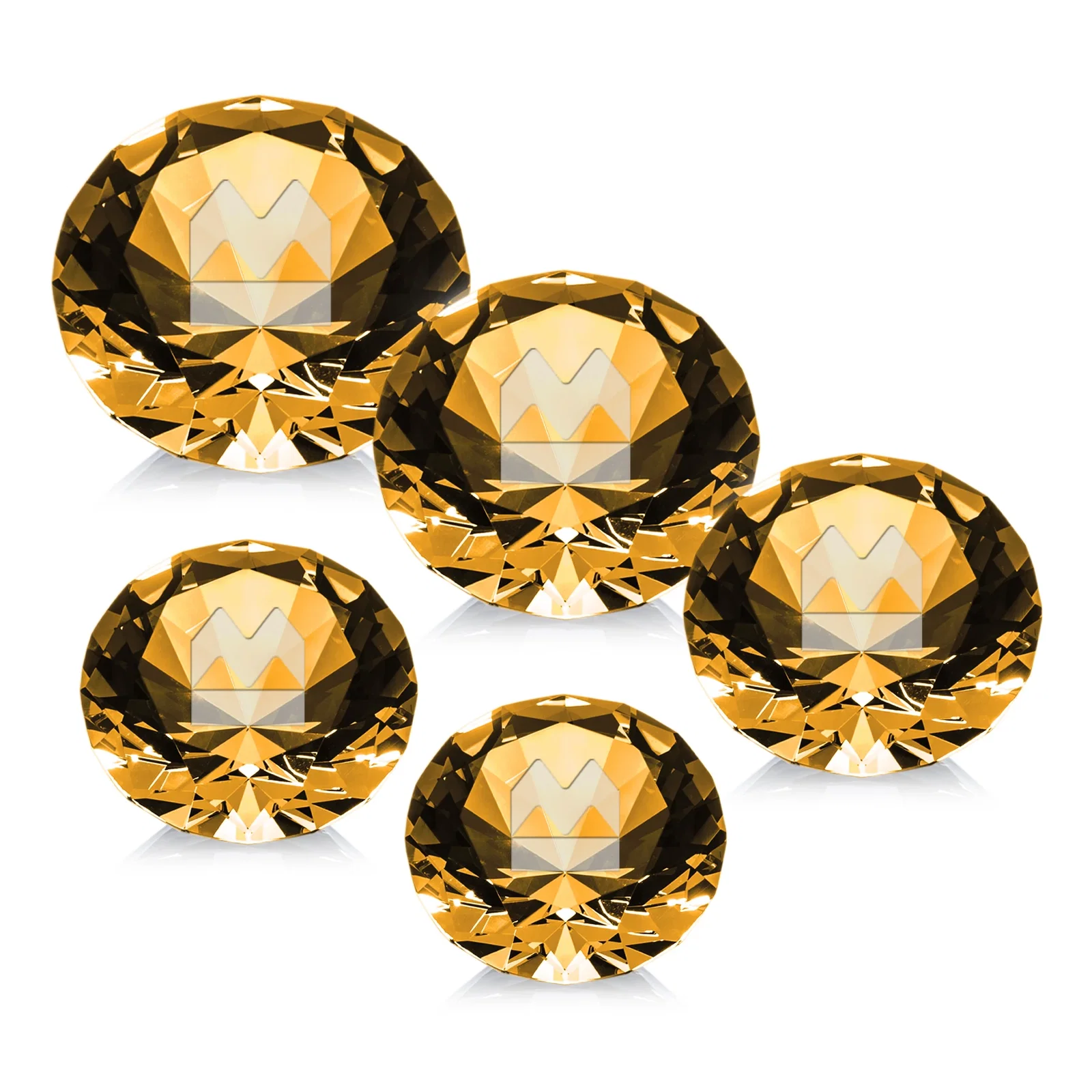 Custom Brilliant-Cut Diamond Crystal Paperweight, 2"-4" in 5 Sizes, gemstone award for graduation ceremonies