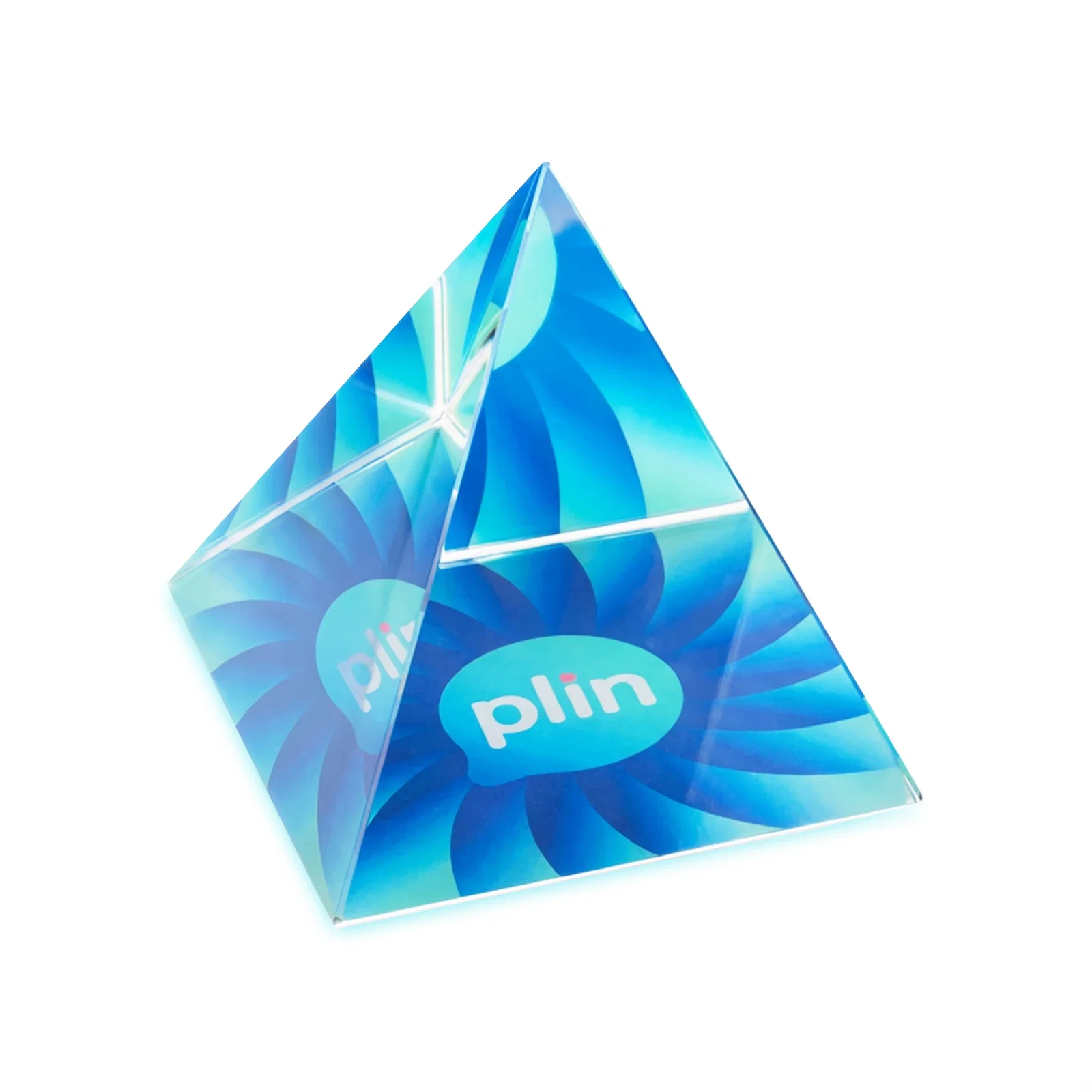 Custom Pyramid Crystal Paperweight, 2"-4" Optical Crystal in 5 Sizes for dealer and partner awards
