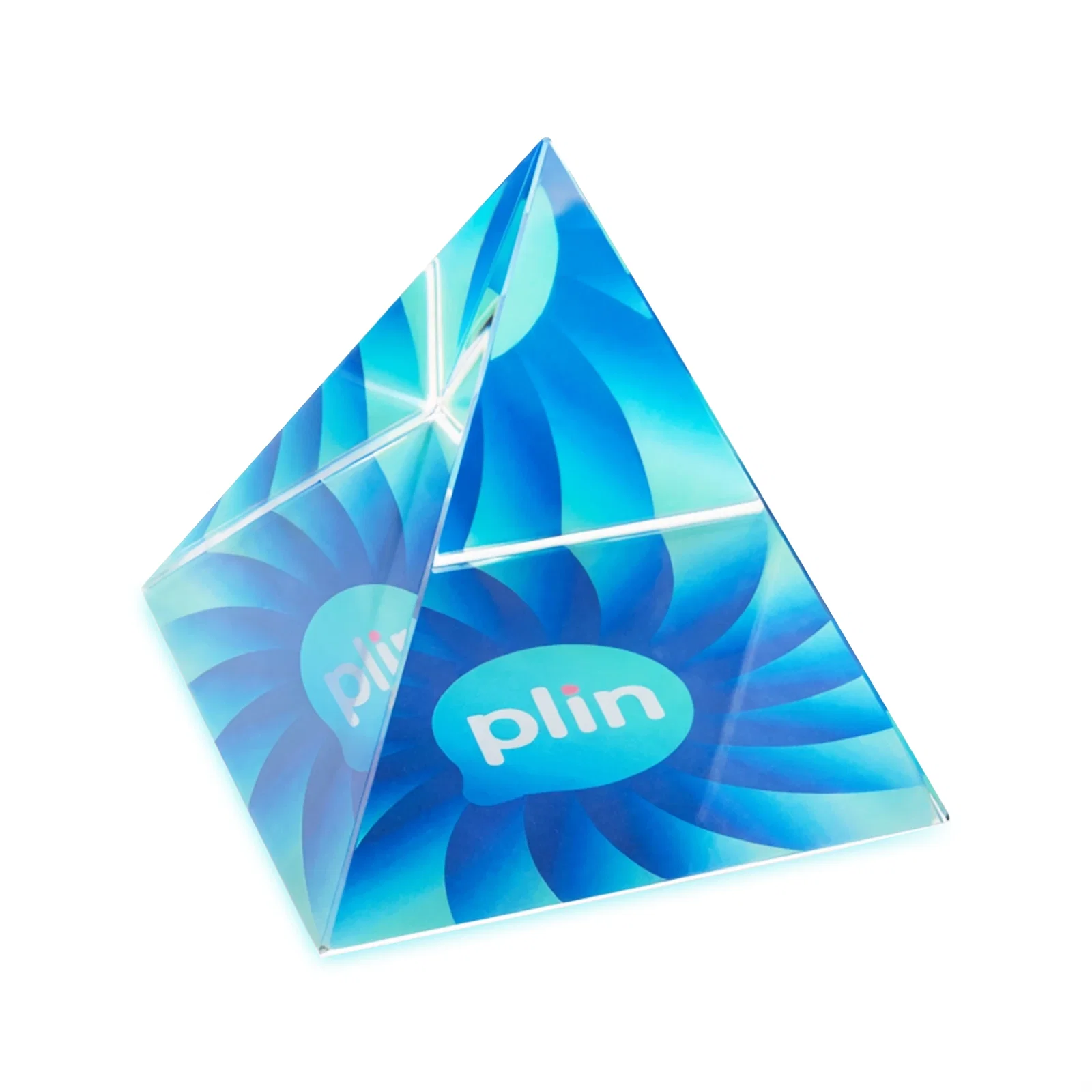 Custom Pyramid Crystal Paperweight, 2"-4" Optical Crystal in 5 Sizes for company anniversary events