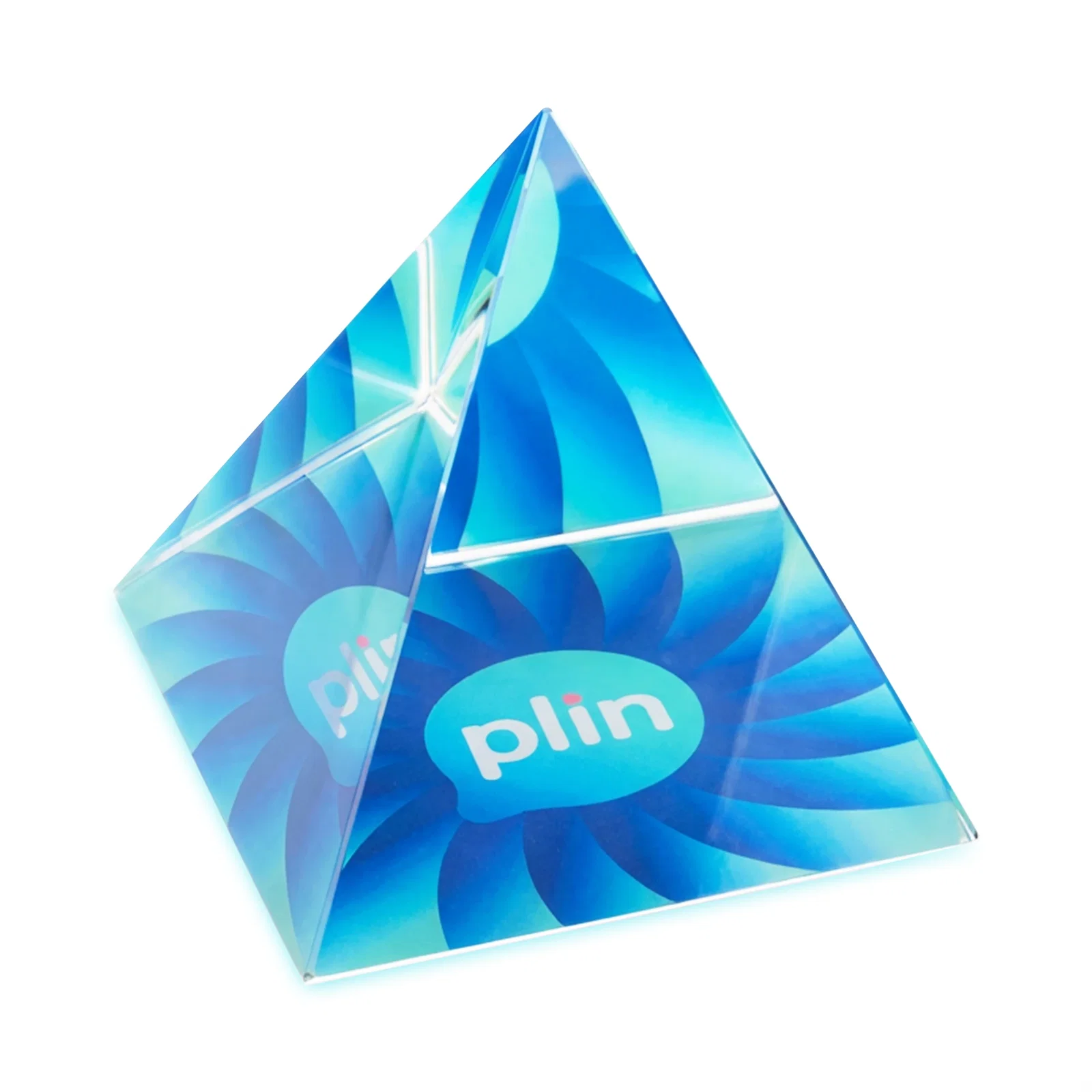 Personalized Pyramid Crystal Paperweight, 2"-4" Optical Crystal in 5 Sizes for employee recognition