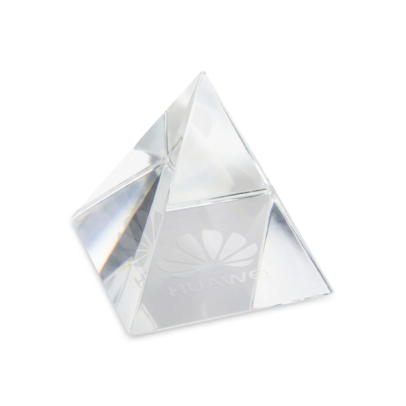 Custom Pyramid Crystal Paperweight, 2"-4" Optical Crystal in 5 Sizes for corporate award ceremonies