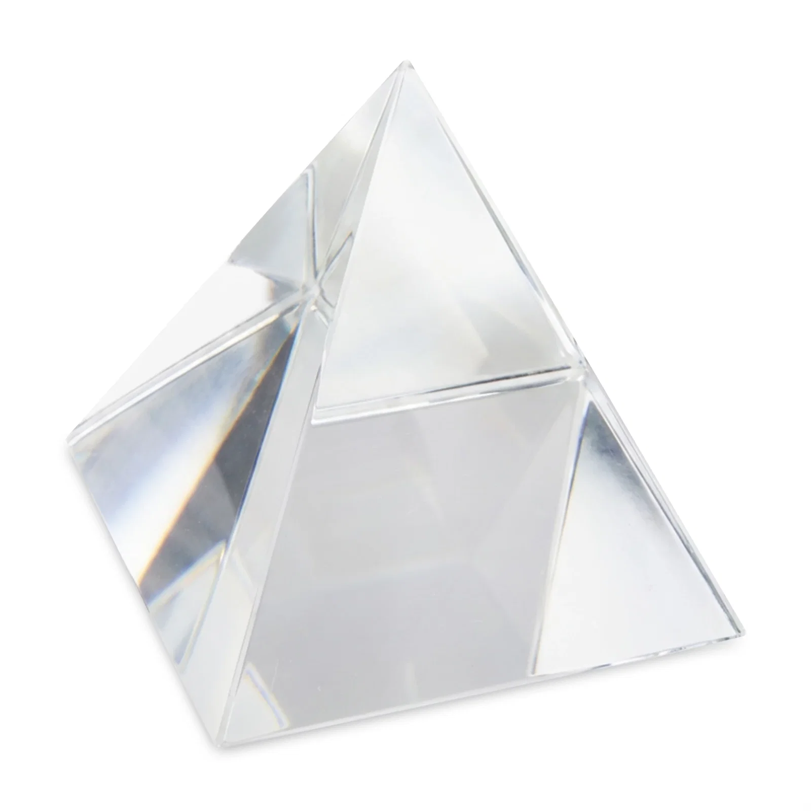 Personalized Pyramid Crystal Paperweight, 2"-4" Optical Crystal in 5 Sizes for team milestone celebrations