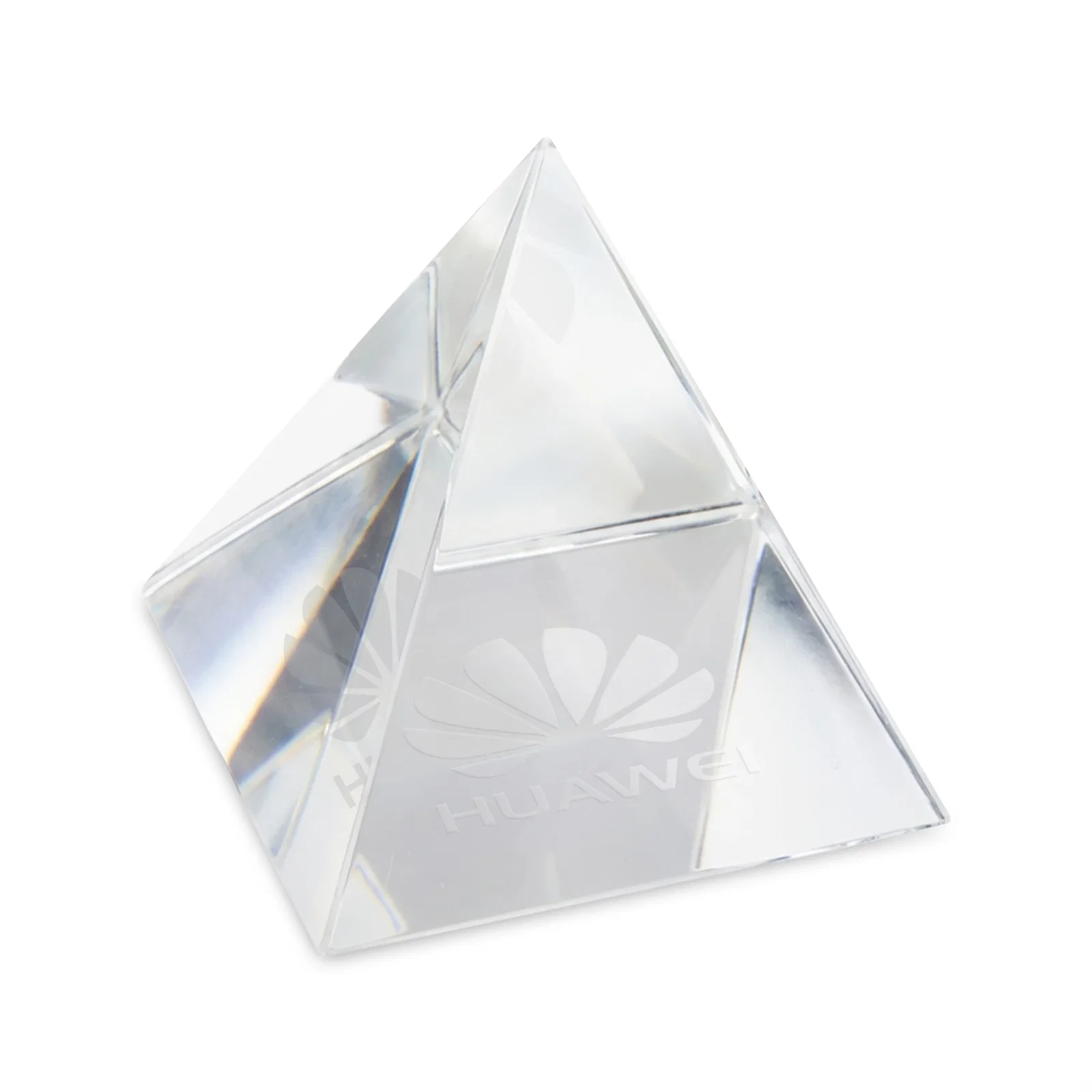 Custom Pyramid Crystal Paperweight, 2"-4" Optical Crystal in 5 Sizes for sales achievement awards