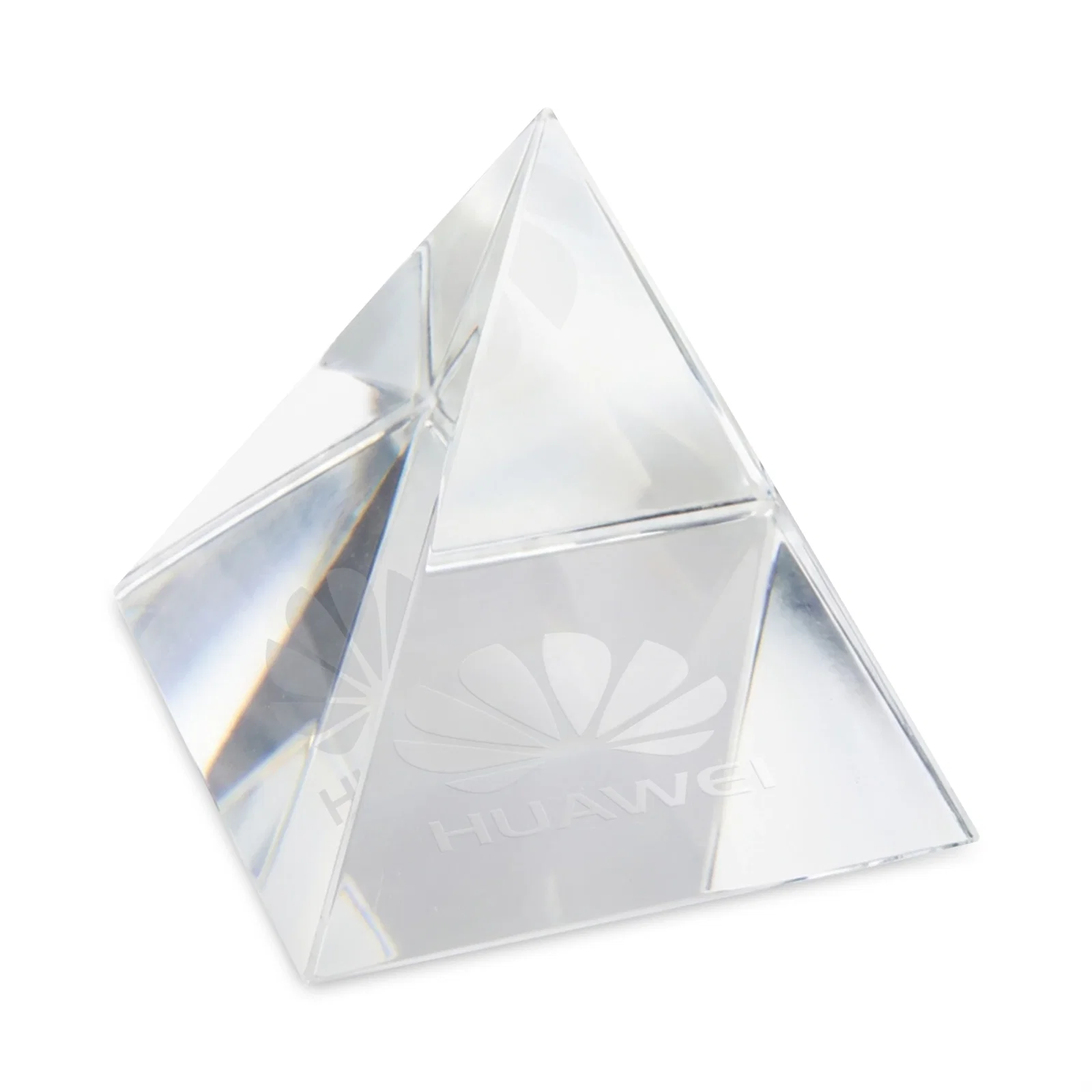 Custom Pyramid Crystal Paperweight, 2"-4" Optical Crystal in 5 Sizes for retirement presentations
