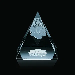 Pyramid Crystal Paperweight, 2"-4" Optical Crystal in 5 Sizes