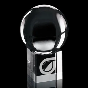 Optical Crystal Sphere Award in Recessed Cube Stand