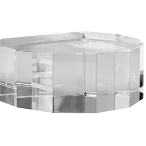 3/4 Circle Optically Perfect Glass Award Base, 4" x 3.5" x 1.5", Etched Imprint