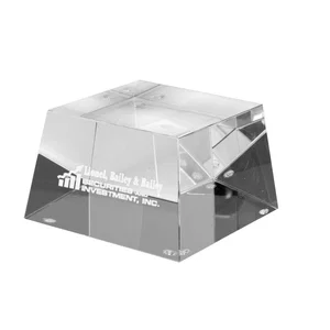 Square Optically Perfect Glass Award Base, 3.25" x 3.25" x 2", Etched Imprint