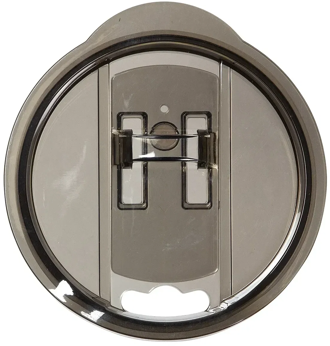 Branded Optima 14 oz tumbler, lid detail close-up