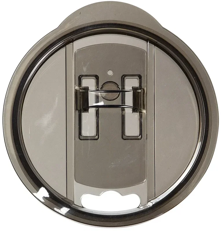 Branded Optima 14 oz tumbler, lid detail close-up
