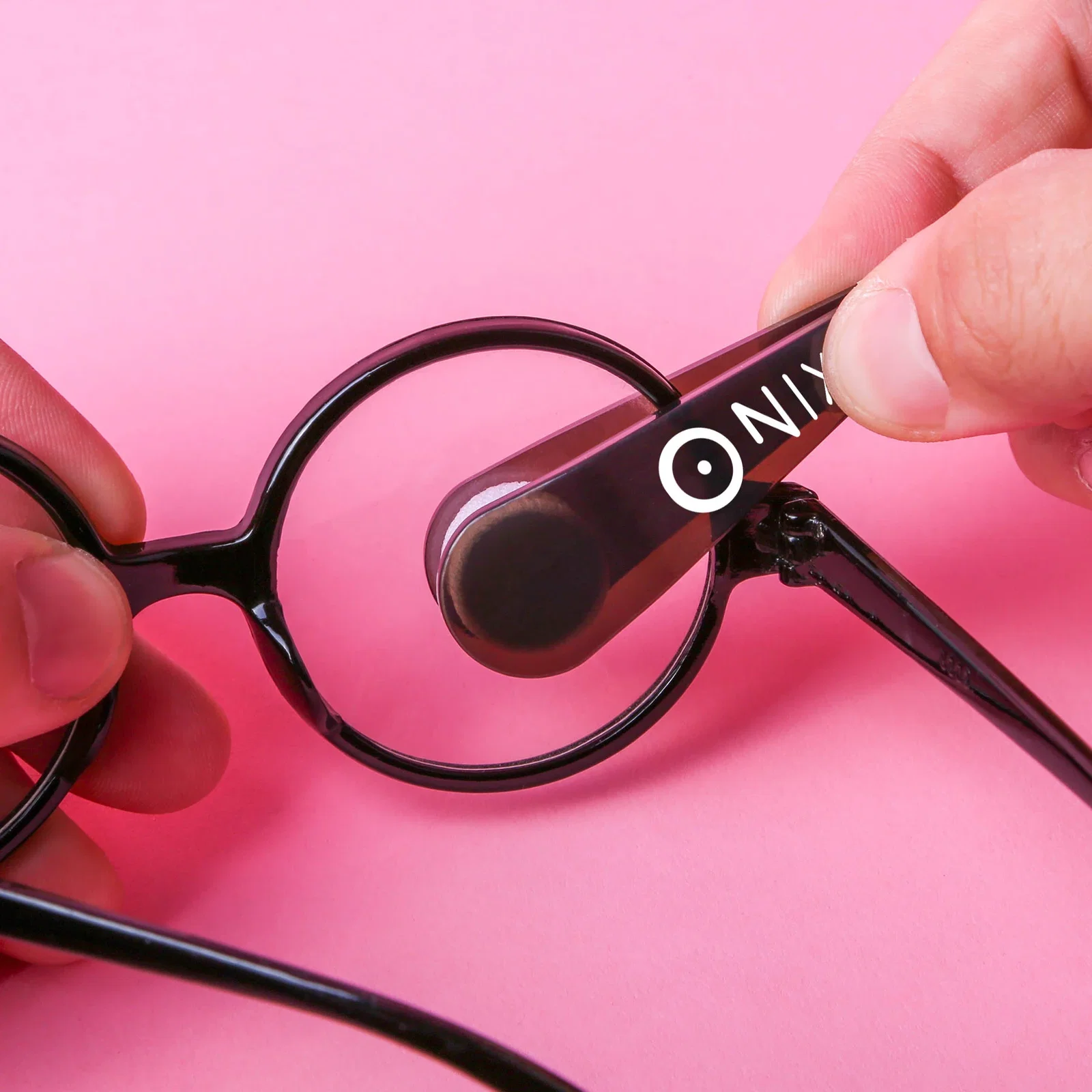 Opty Eye Glass Cleaner in use