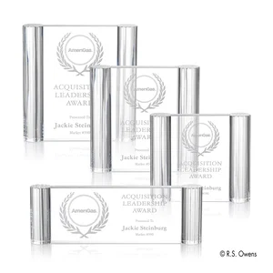 Fire-Polished Grooved Optical Crystal Column Award