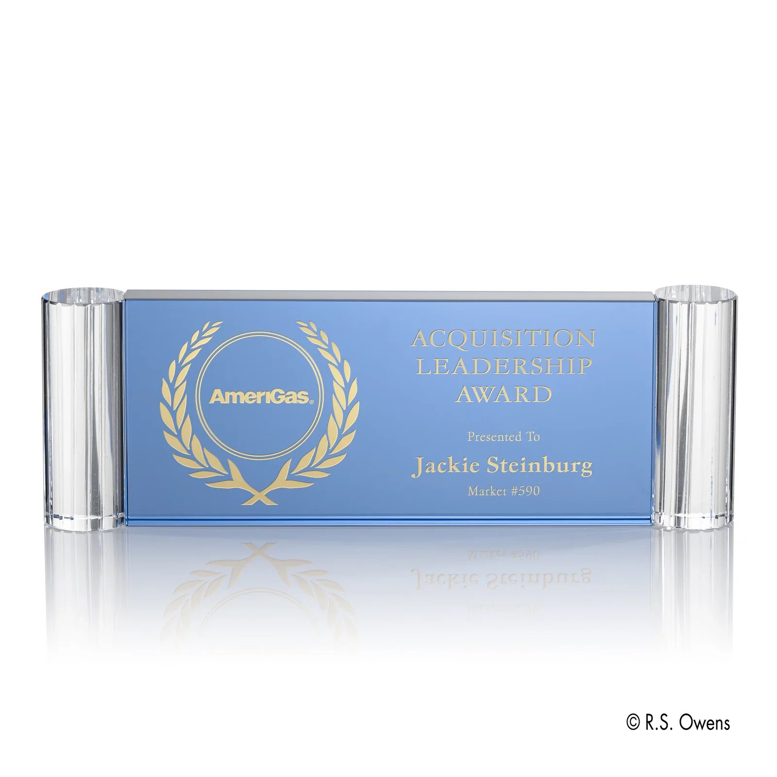 Custom Fire-Polished Grooved Optical Crystal Column Award, awards for volunteer appreciation