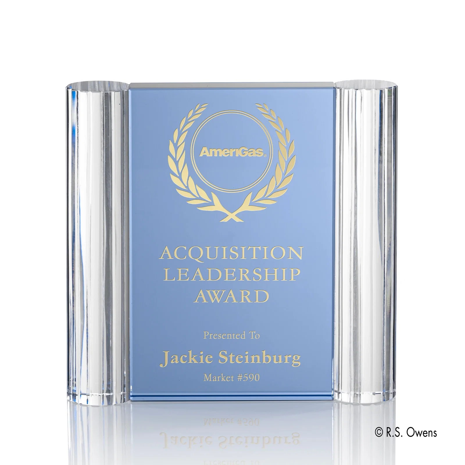 Custom Fire-Polished Grooved Optical Crystal Column Award, awards for graduation ceremonies