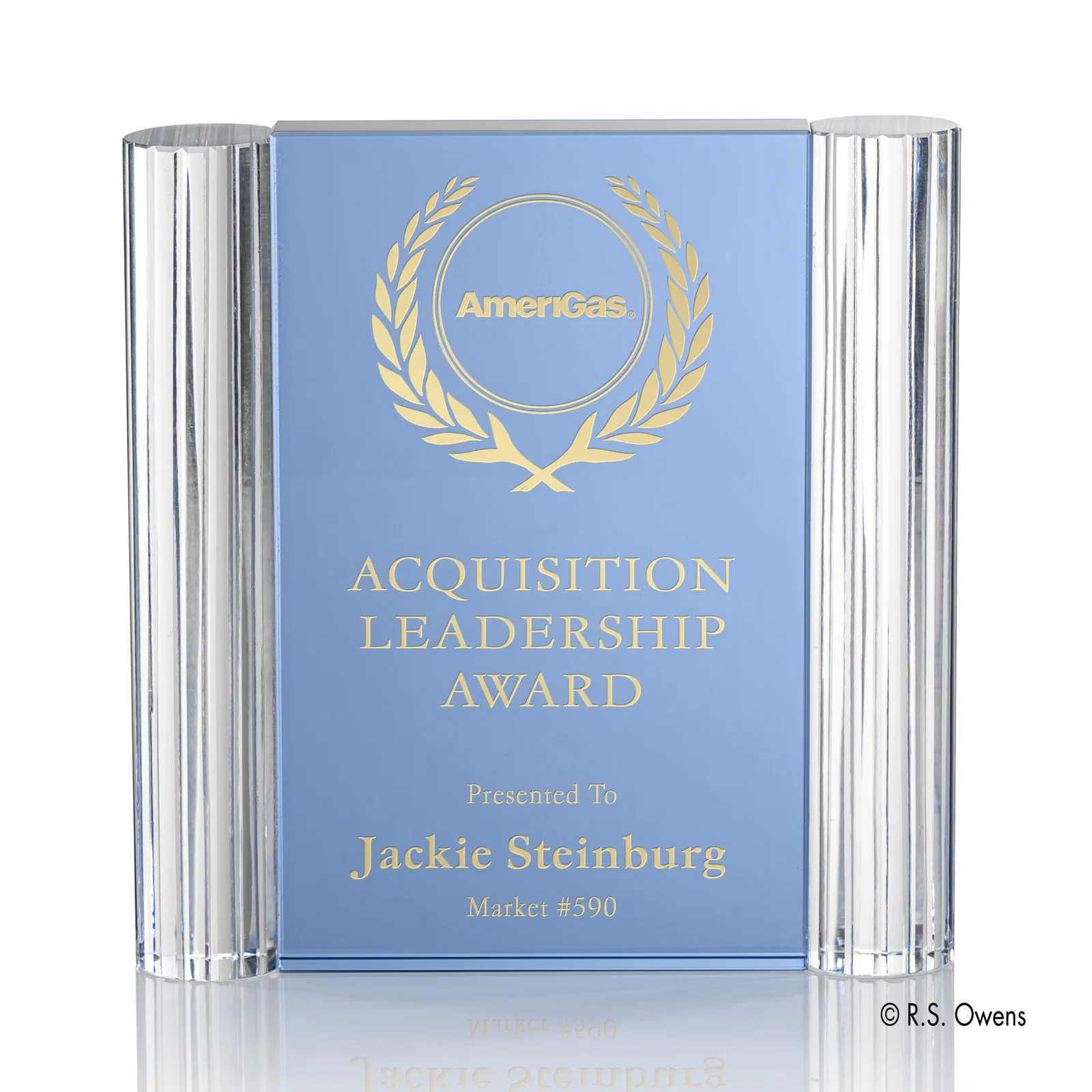 Custom Fire-Polished Grooved Optical Crystal Column Award, awards for safety achievement programs