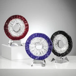 Fused Swirl Art Glass Round Award With Natural Center Opening