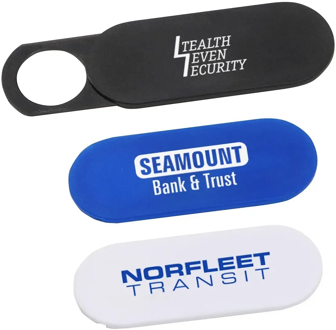 Oracle custom branded ultra-thin webcam cover front view with logo area