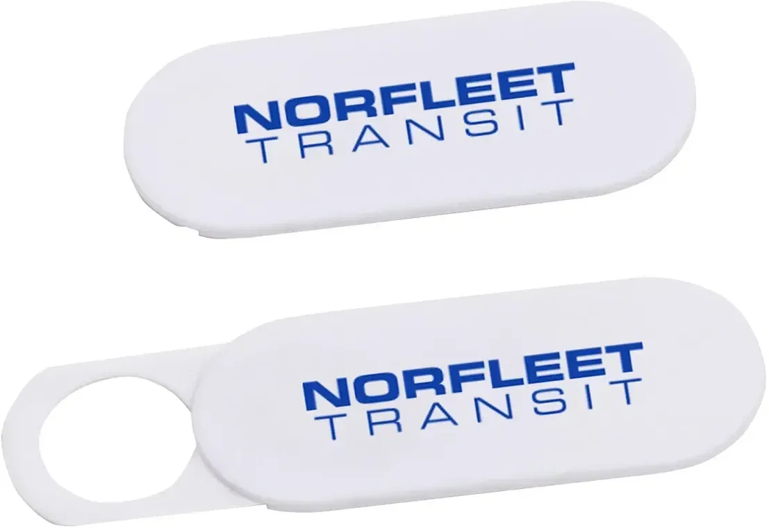 Branded ultra-thin webcam cover shown open and closed