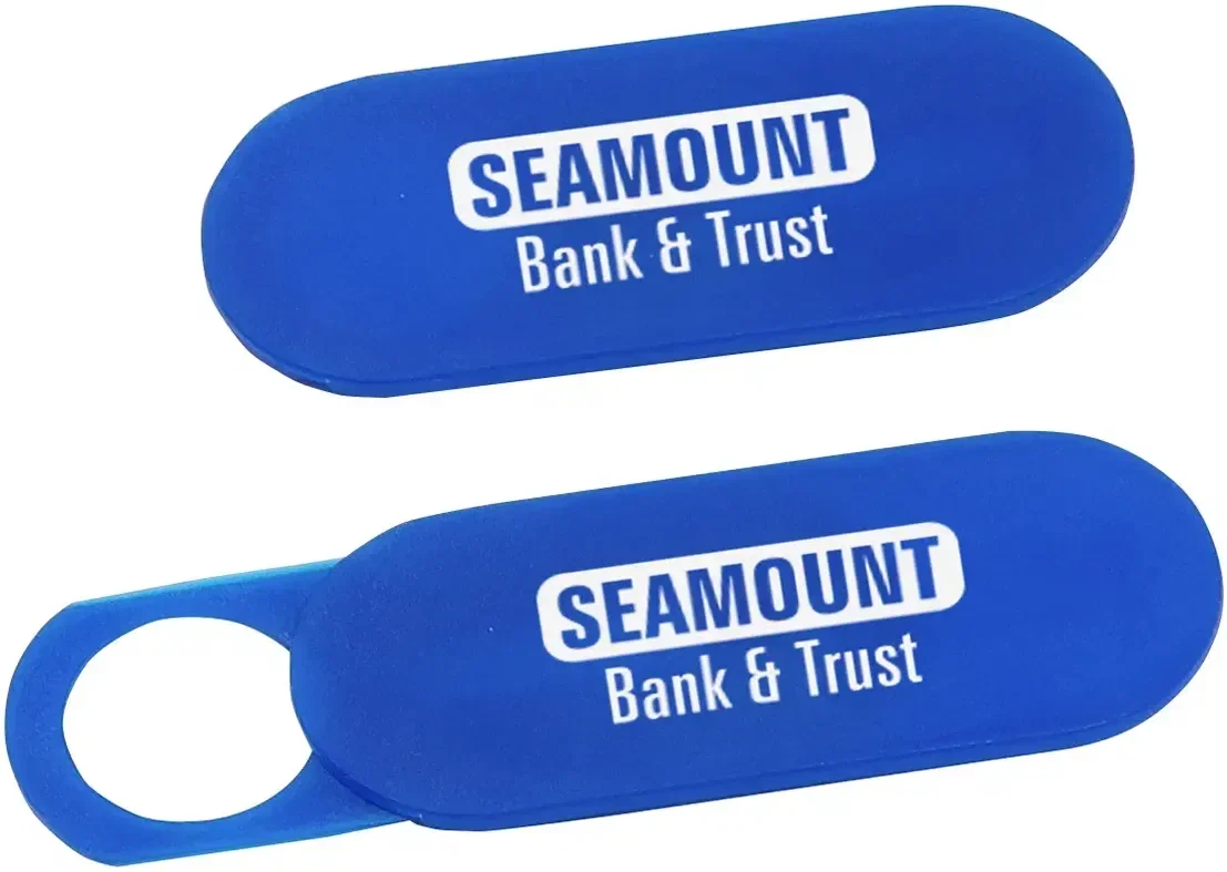 Close-up of custom webcam cover slim sliding shutter
