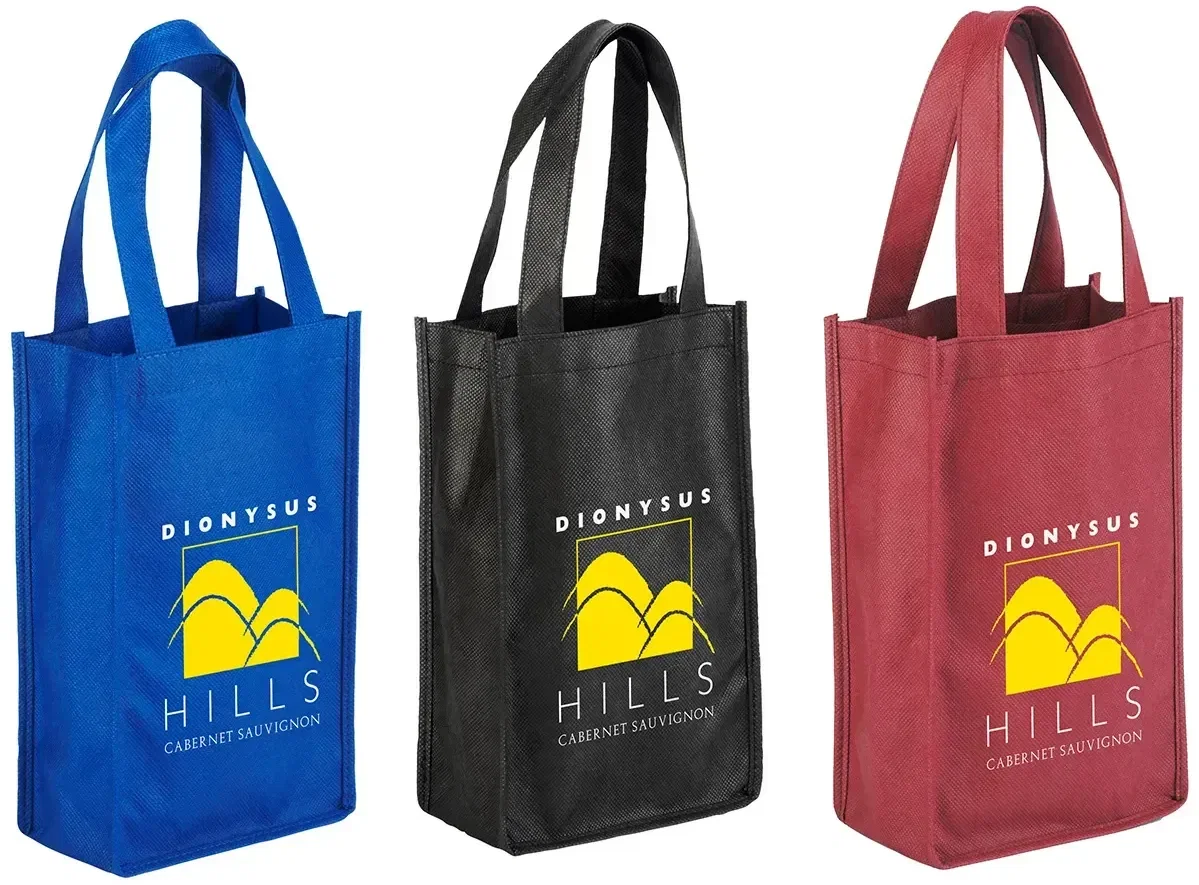 Orchard Breeze 2-Bottle Wine Bag, custom promotional wine tote front view with logo area