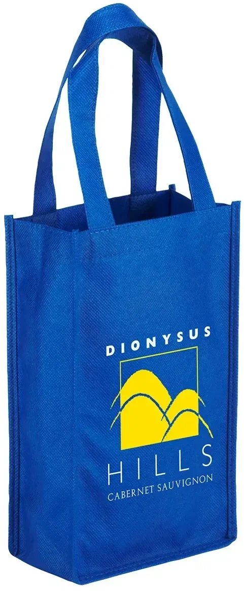 Promotional Orchard Breeze wine tote bag detail view of divider carrying two bottles