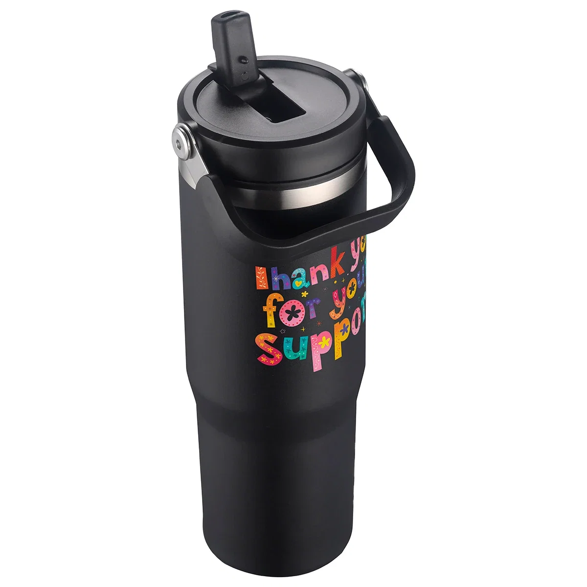 Custom branded Oreno tumbler, built-in straw detail