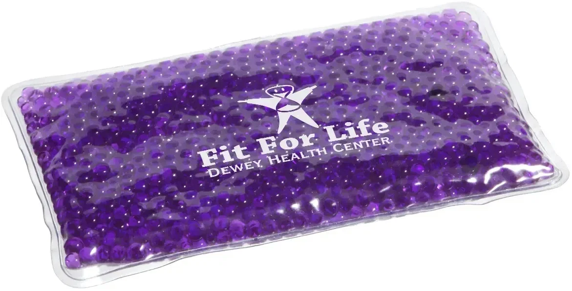 Custom Original Aqua Pearls hot and cold pack, angled side view of gel therapy pack