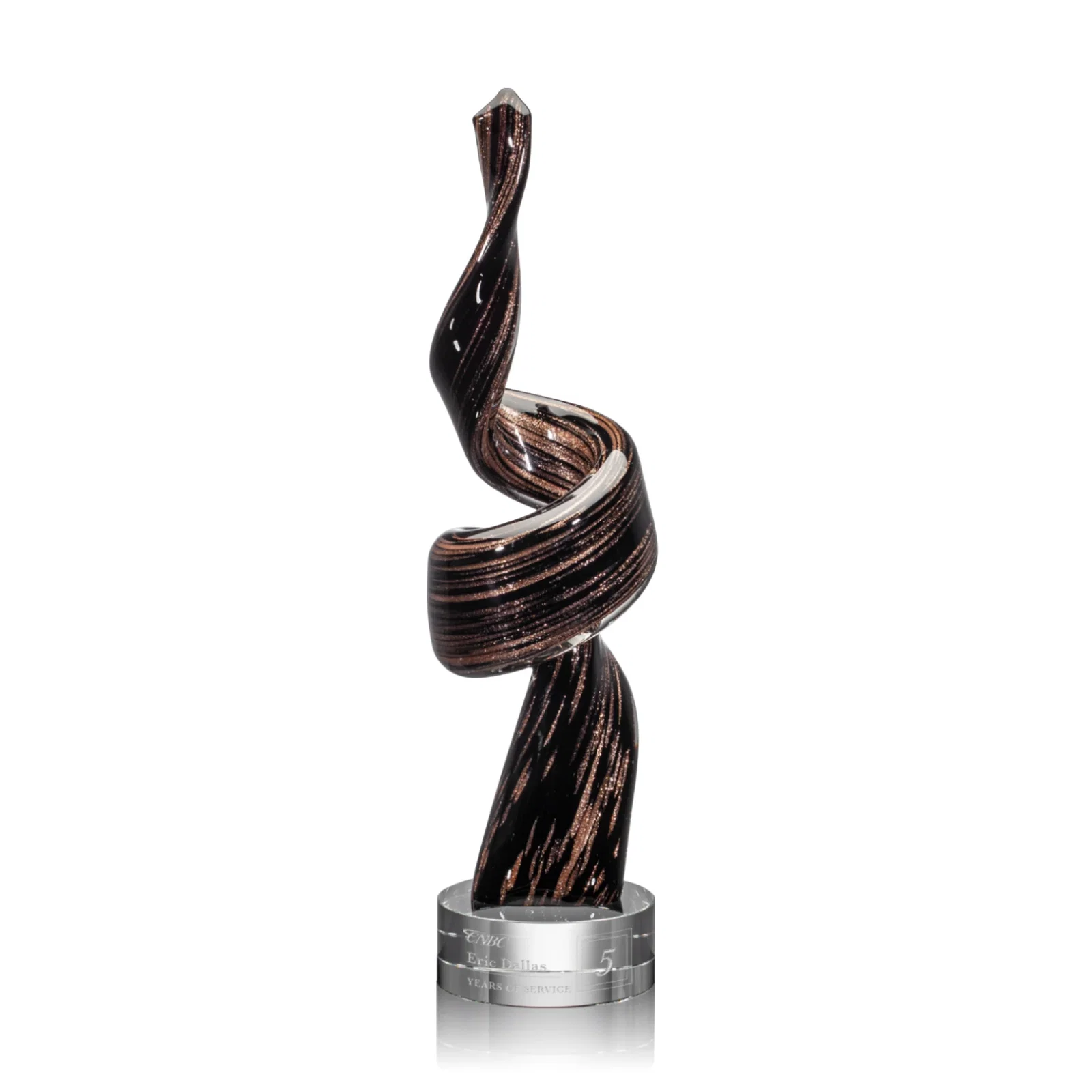 Custom Glass Tower Award, Swirling Single-Piece Construction for corporate award ceremonies