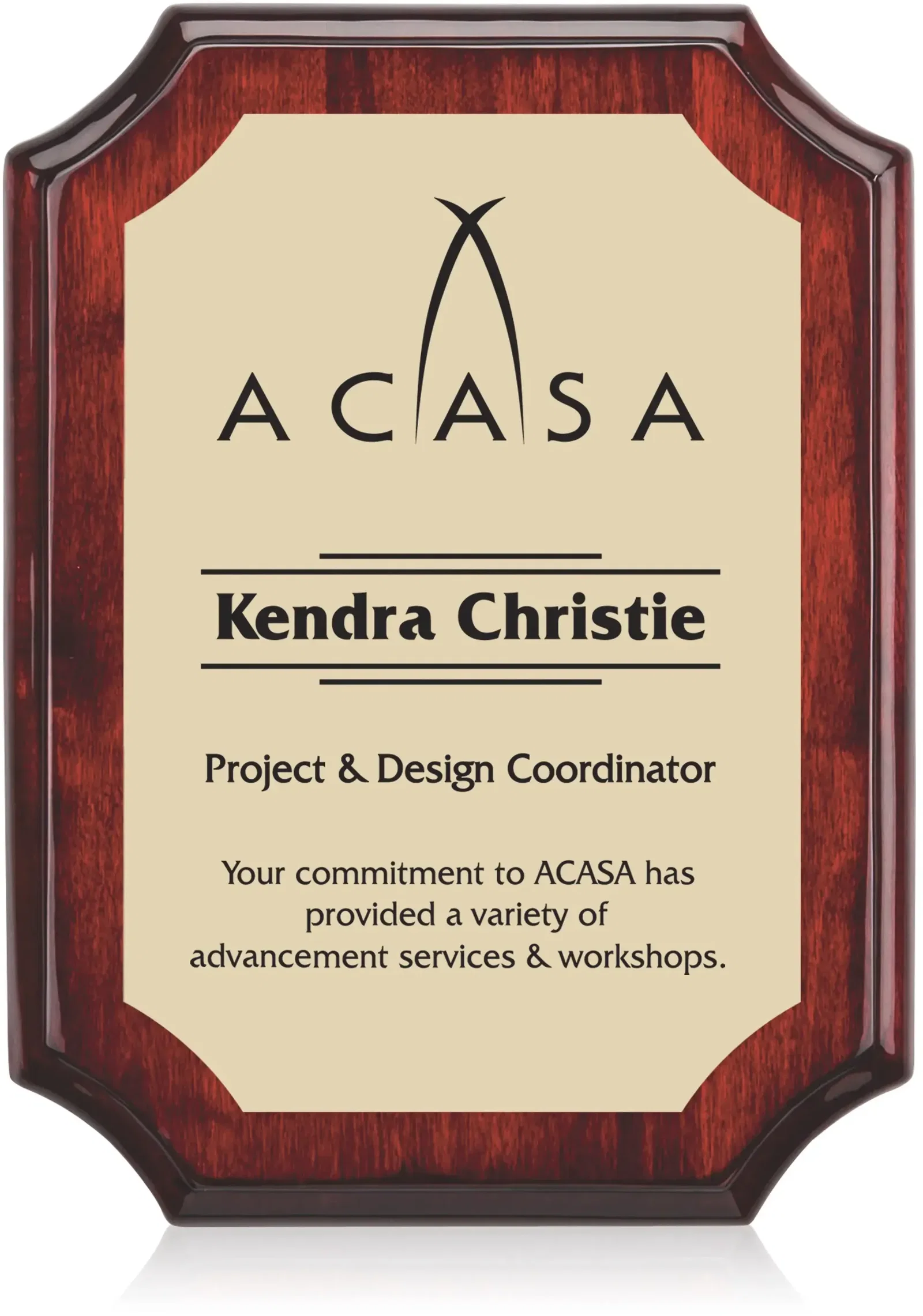 Rosewood & Gold Custom Plaque - High Gloss Finish — view 2