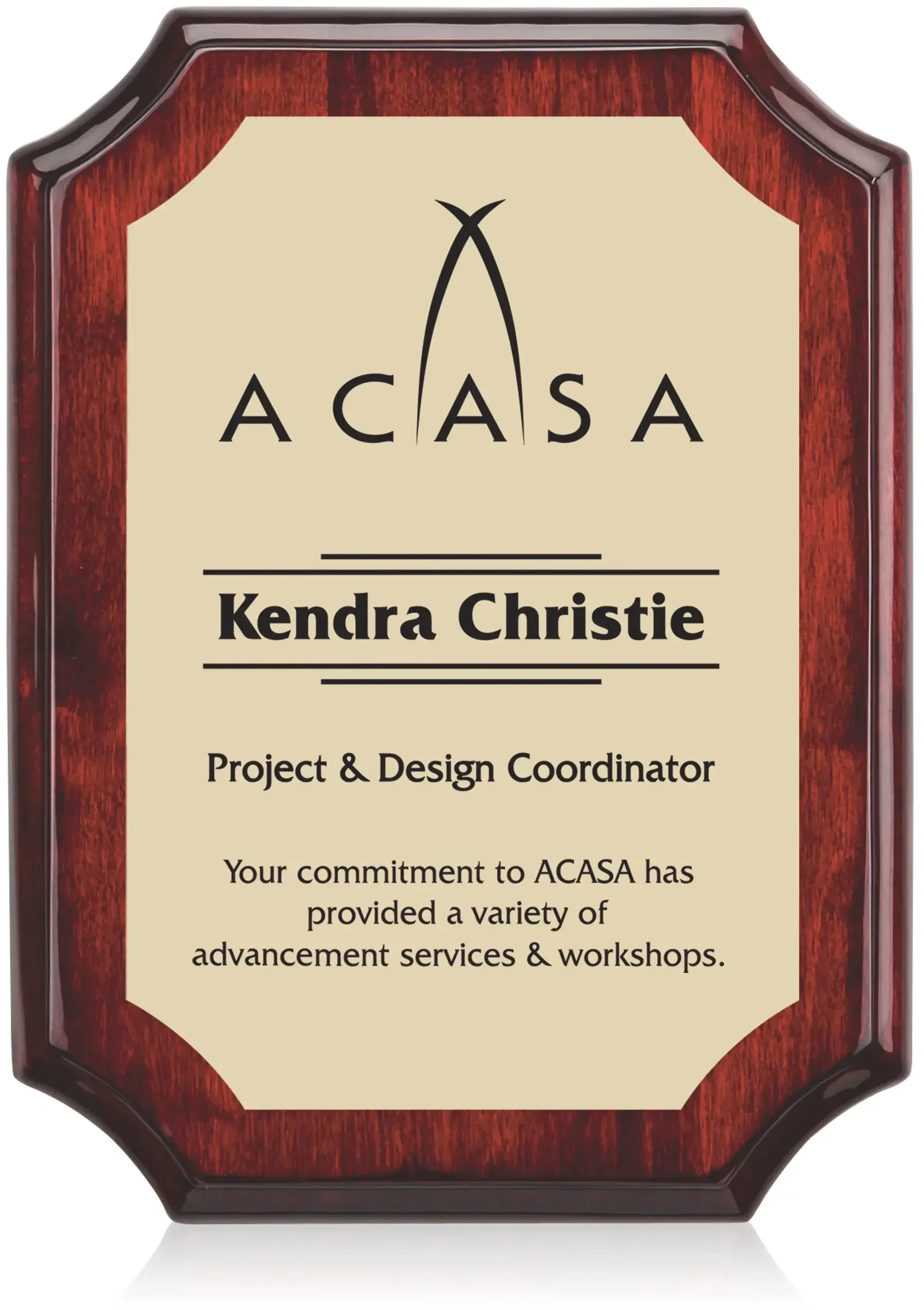 Rosewood & Gold Custom Plaque - High Gloss Finish — view 3