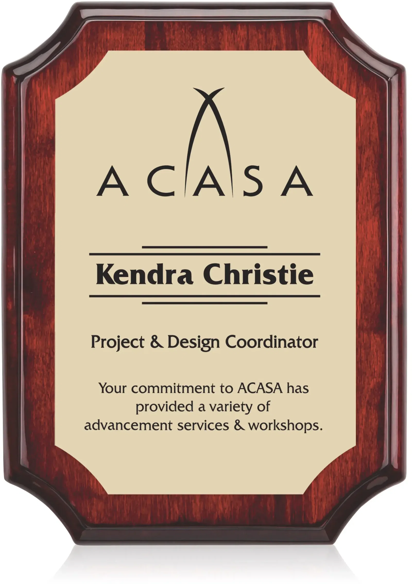 Rosewood & Gold Custom Plaque - High Gloss Finish — view 4