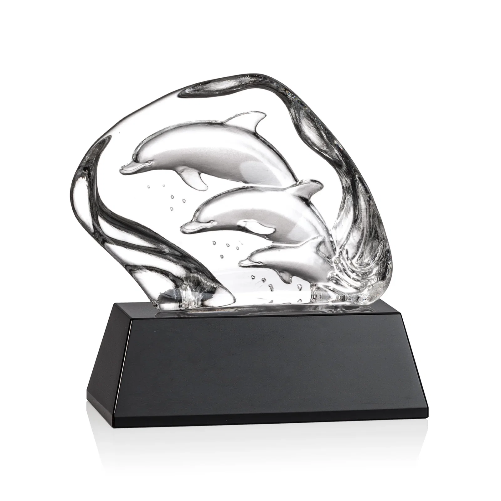 Personalized Optical Crystal Iceberg Award With Three Molded Dolphins, awards for donor appreciation