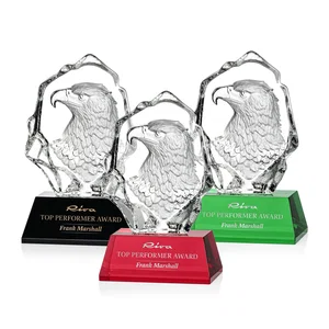 Optical Crystal Iceberg Award With a Molded Eagle Head