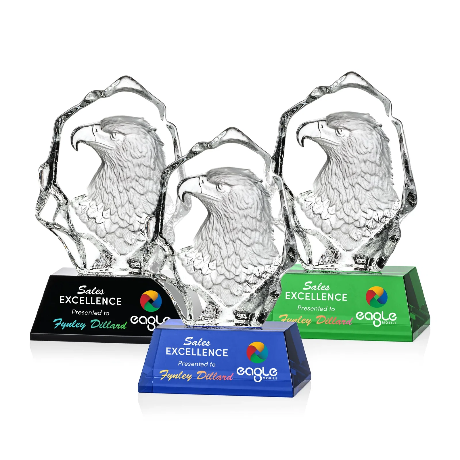 Custom Optical Crystal Iceberg Award With a Molded Eagle Head for volunteer appreciation