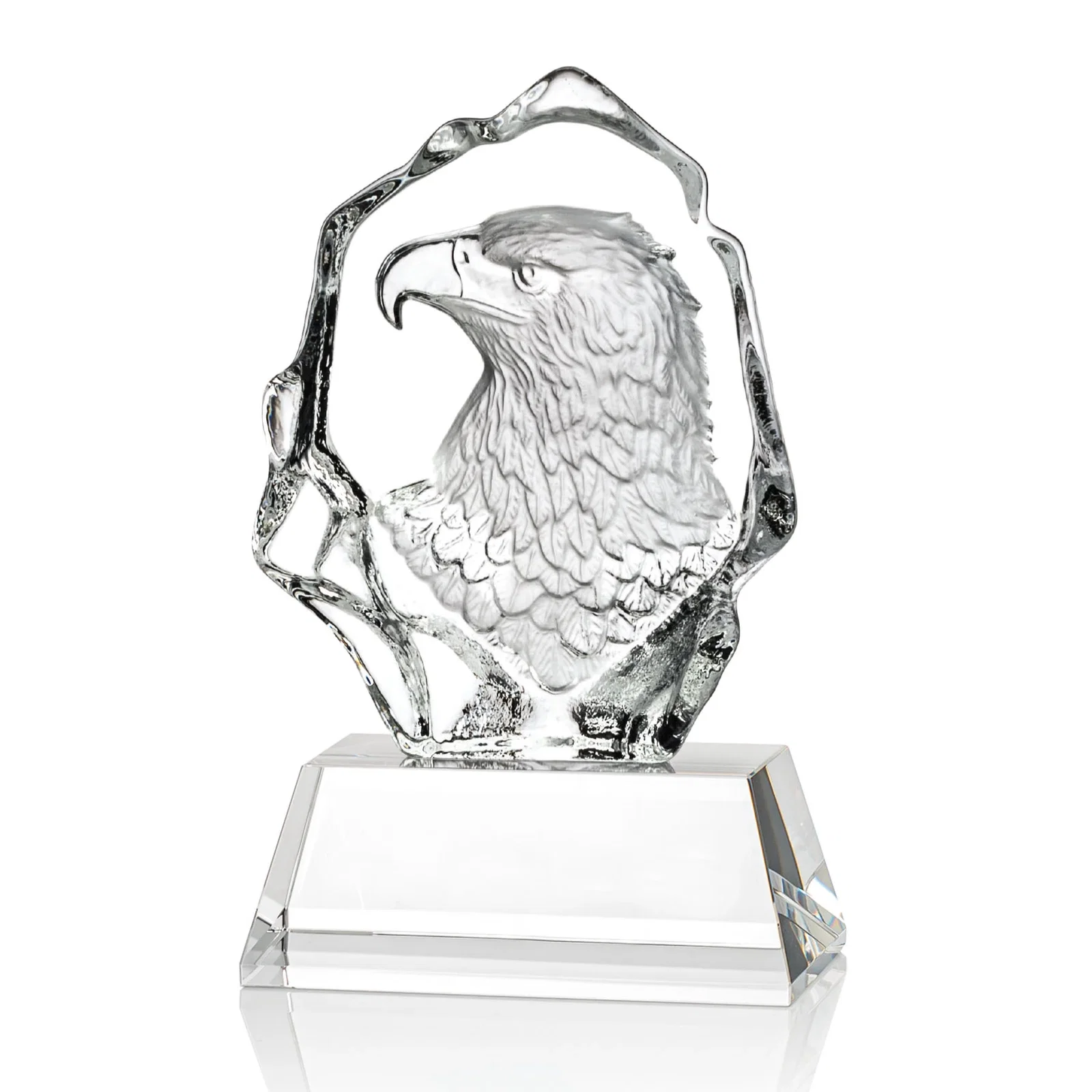 Personalized Optical Crystal Iceberg Award With a Molded Eagle Head for donor appreciation