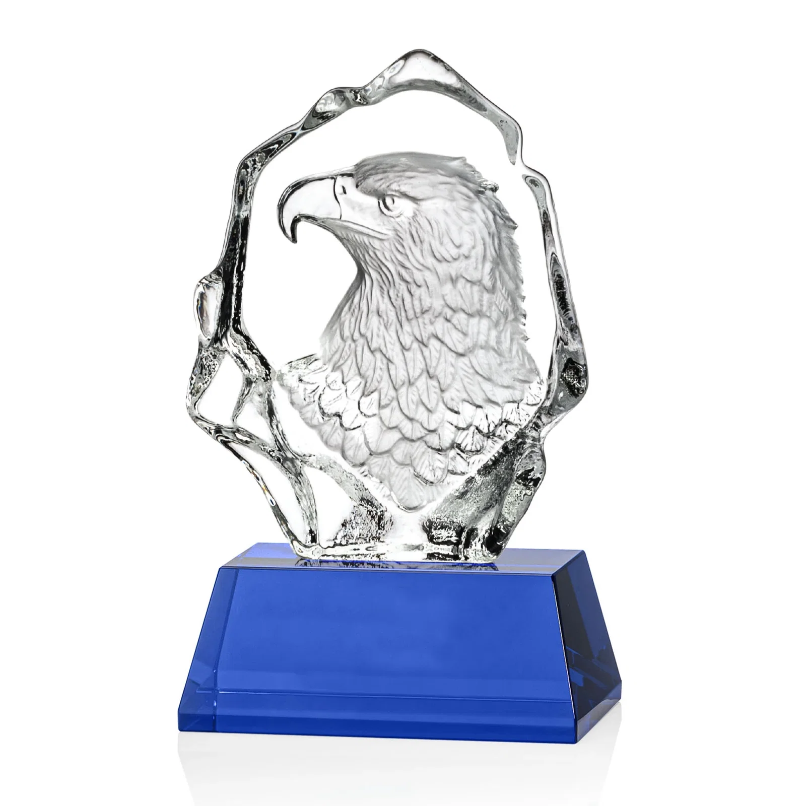 Promotional Optical Crystal Iceberg Award With a Molded Eagle Head for employee recognition