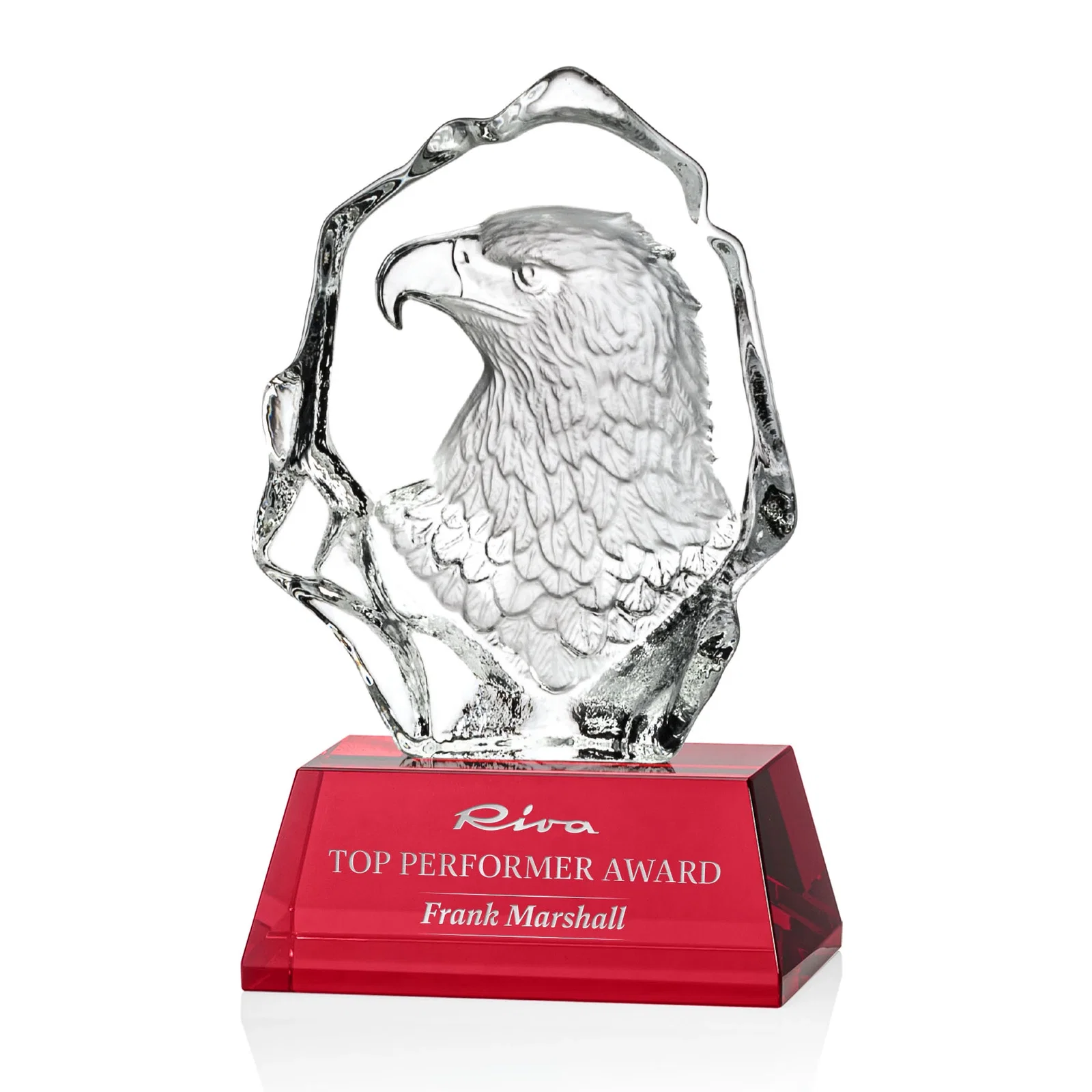Custom Optical Crystal Iceberg Award With a Molded Eagle Head for safety achievement programs