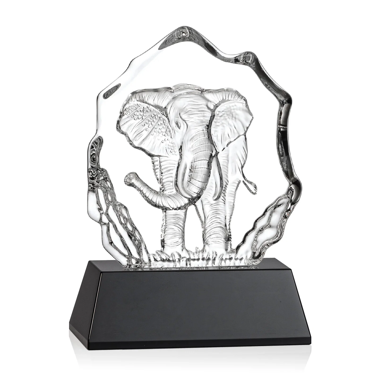 Personalized Optical Crystal Iceberg Award With a Molded Elephant, awards for donor appreciation
