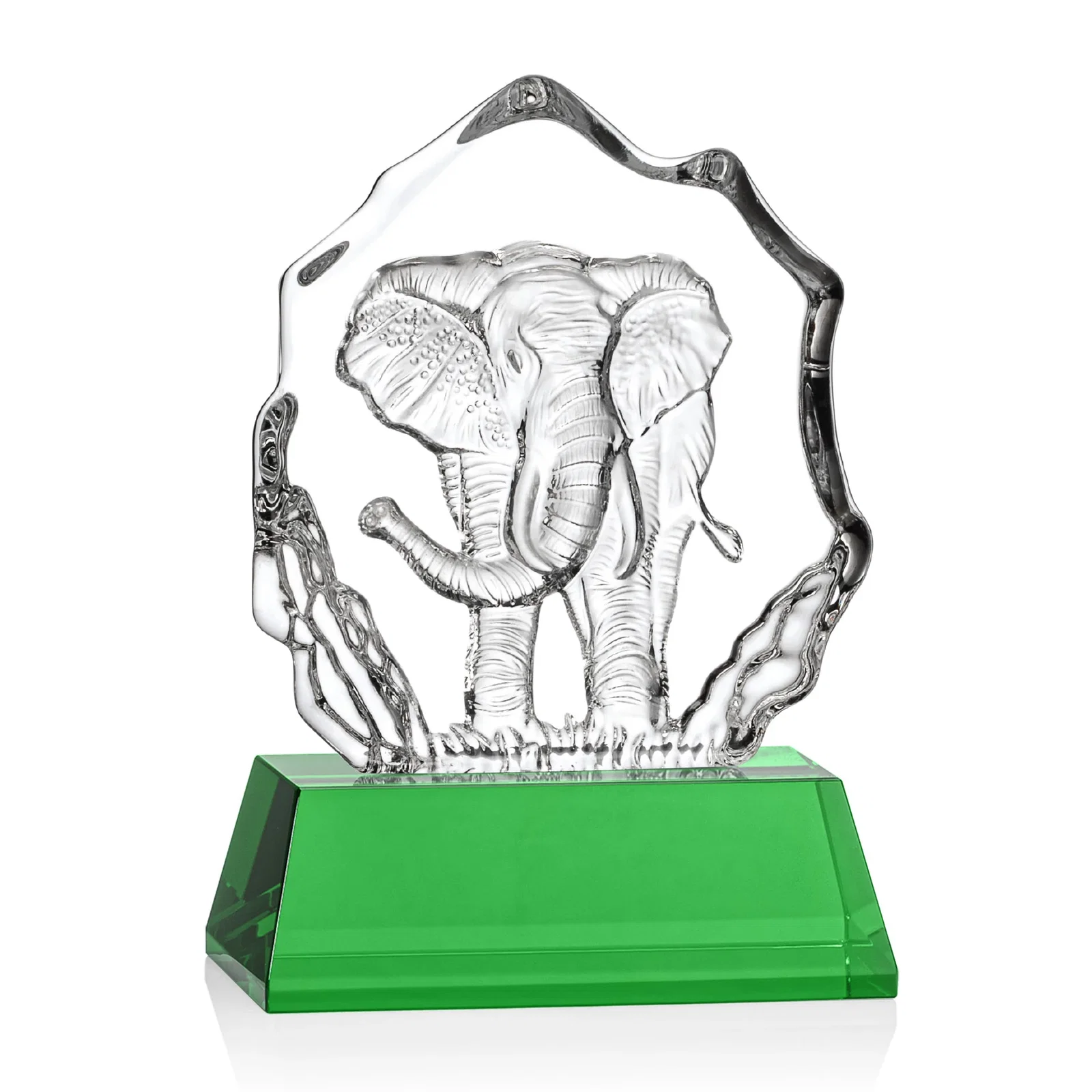 Personalized Optical Crystal Iceberg Award With a Molded Elephant, awards for safety achievement programs