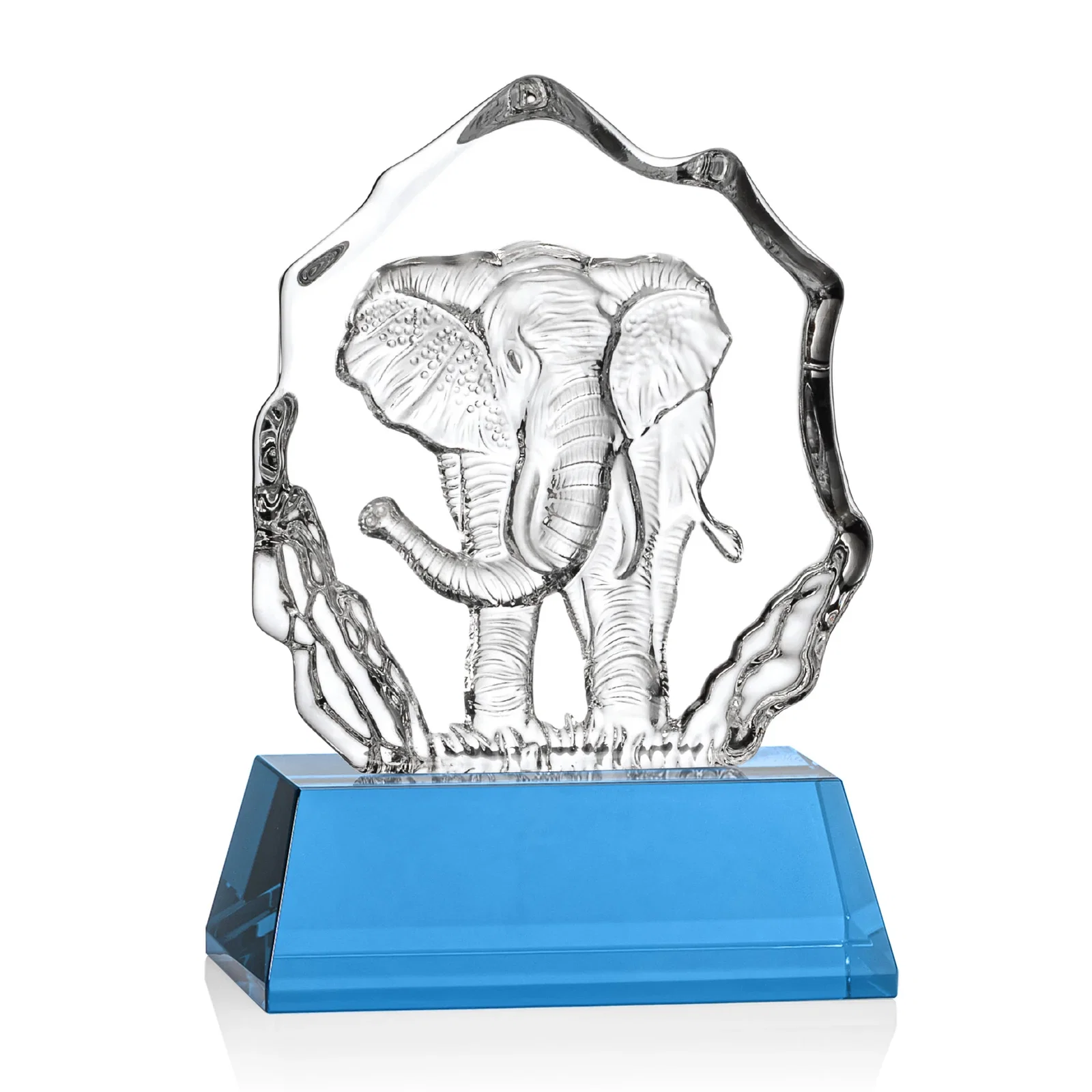 Personalized Optical Crystal Iceberg Award With a Molded Elephant, awards for volunteer appreciation